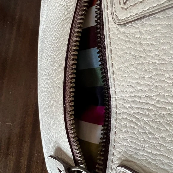 Vintage Coach Legacy Thompson Parchment Satchel Pebbled Leather Wallet Wristlet